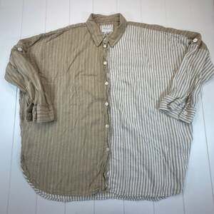 American Eagle Oversized Button-Up Striped Beach Shirt